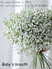 White Gypsophila Artificial Flowers, White Breath, Flowers Artificial White Fake Flowers, Fake Breath Bulk Bouquet, For Home Decoration, Tabletop Decoration, DIY Flower Arrangements, Wedding & Festival Party Decorations, Home Outdoor Yard Garden Decor, Weddings, Parties, Room Decor, Christmas Decorations. - Multicolor - View 1