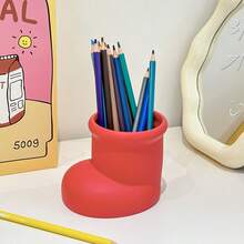 1 Stück süßer Weihnachtsstiefel Stifthalter & Aufbewahrungsbox - ästhetischer multifunktionaler Schreibtischorganizer für Studenten/Büro, kreative Stationery & Make-up Aufbewahrung mit stimmungsaufhellender Gestaltung