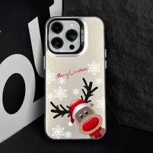 Cute Christmas Santa Elk New Year Gifts Phone Case Covercompatible with  15 14 Pro MAX 13 11 12 XS SE XR 7 16 8Plus Laser Hard Cover Fundas,Covercompatible with  17 Hülle, 17 pro Hülle, 17 promax Hülle