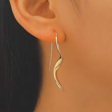 Gold Hoop Earrings For Women, Hypoallergenic Spiral Threader Gold Plated Dangle Earrings Fashion Jewelry