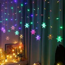 1 Stück 4M 96 LEDs Schneeflocken Eiszapfen Lichterkette, USB betriebene Weihnachts Schneeflocken Eiszapfen Lichter, Innen Schneeflocken Dekorations Beleuchtung für Weihnachten, Fenster, Vorhänge, Schlafzimmer, Wanddekoration, Schneeflocken Fairy Lights, Weihnachtsbaum Dekorationen, Winter Zimmer Dekoration - Schneeflocken-Eiszapfen-Lichterkette - Übersicht 7