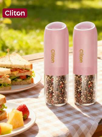 CLITON Juego de regalo festivo de vacaciones 2025 - Molinillos eléctricos de sal y pimienta Smart Gravity con luz LED, nivel de molienda ajustable (9 colores elegantes) - Esencial perfecto para la cocina y la barbacoa en Navidad, cumpleaños - Elija individual o paquete doble