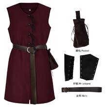 25DZ7229 Sleeveless Lace-up Long Vest (Wine Red)