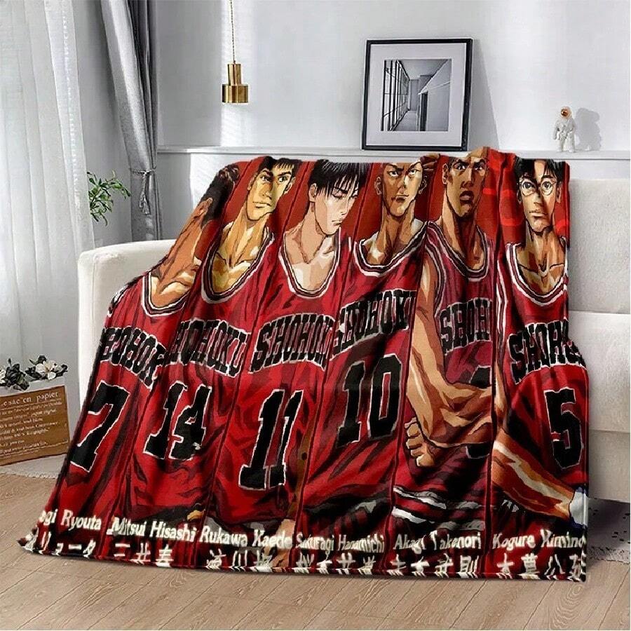 S-  Basketball Cartoon Printed Blankets Picnic Blanket Flannel Warm Blanket Travel Blankets Bed Linings Birthday Gifts8.Jpg - White - View 1