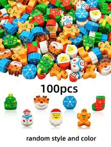 200 件圣诞迷你橡皮擦，可爱小动物橡皮擦散装适用于办公桌宠物圣诞铅笔橡皮擦袜子圣诞老人雪花礼物填充奖励奖品（非常迷你，介意请勿购买）圣诞节 - 彩色 - 查看 10