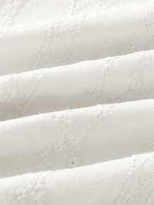 女士甜美V领长袖高腰刺绣上衣，适合春秋季通勤 白色 - 白色 - 查看 12