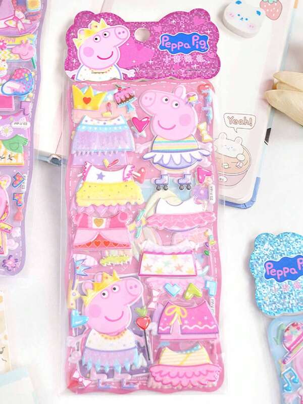 Adesivo Peppa Pig para vestir-se, adesivo Peppa Pig 3D de espuma, adesivo de bolha de desenho animado, adesivo de recompensa