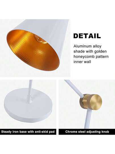 Alpinaluz Wit Industrial Vloer Lamp, Aluminum Shade Goud Honeycomb Interior, E27 Living Room view 3