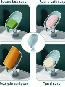 1 pieza Plato de jabón con forma de hoja con ventosa. Plato de jabón con forma de hoja con orificio de drenaje. Plato de jabón con ventosa, antideslizante, adecuado para ducha, baño, fregadero de cocina, accesorios de baño, decoración de baño del hogar, almacenamiento y organización del baño, decoración de otoño, decoración de vuelta al colegio, Navidad, regalo de Acción de Gracias (color aleatorio)