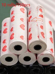 10/20卷装心形狗便袋，宠物粪便袋，防漏宠物便袋，适合户外遛狗，也可作猫砂垃圾袋，狗狗用品，便袋，爱心宠物便袋，情人节宠物礼物 - 白色 - 查看 19