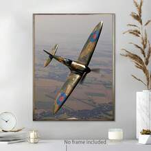 Vintage WWII Spitfire Fighter Poster: 12X16Inch (30X40Cm) Canvas Art Print For Bedroom Or Living Room Decor - Multicolor - View 1