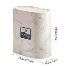 LOVEWE 1 Set 3.7-Gallon Odor-Proof Trash Cans (Double Bucket, Plastic), Marble & Wood Grain With Handles/Push-On Lids - 白色 - 查看 3