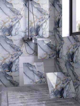 11/22/30 Pcs Marble Pattern Self-Adhesive Wall Stickers, Sticky Wallpaper, Removable And Quick Peeling And Pasting, Bathroom, Toilet, Kitchen Wall Decoration, Tile Stickers, Room Decoration, Bathroom Decoration, Kitchen Decoration