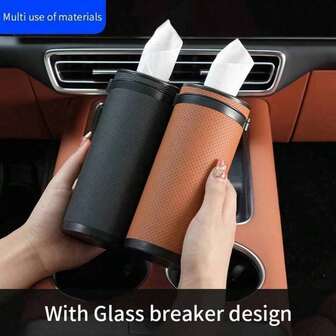 Multifunctional Car Tissue Box, Round Paper Towel Tube With Car Window Breaking Tool, Universal Car Accessories