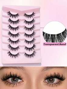 Asiteo Asiteo 7 Pairs Wet Look Eyelashes Manga Faux Mink Lashes Y2K Style 3D Fluffy Natural And Dramatic Eyelash Extensions Makeup Tool Strip Lashes, Lashes, Eyelashes, Fake Lasheswithout Any Tools. Warehouse Items. Random Styles Delivery. JM202510