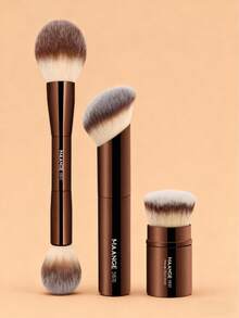 MAANGE 2pcs/3pcs Professional Dual-Head Facial Makeup Brush Set,Powder Brush,Blush Brush,Makeup Tools With Soft Fiber For Easy Carrying,Brush For Travel