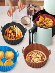 1 pieza Tapete de silicona para freidora de aire, de silicona E, resistente al calor, resistente a los arañazos, fácil de limpiar, apto para freidora de aire, horno, microondas, puede hornear papas fritas, asar pollo, pizza, alitas de pollo, práctica alfombrilla de silicona multifunción para el hogar, bandeja y tapete de silicona reutilizable para hornear, tapete redondo para freidora de aire - antiadherente, resistente al calor hasta 450°F/232°C, fácil de limpiar, compatible con freidora de aire, horno y vaporera - Navidad, Día de San Valentín