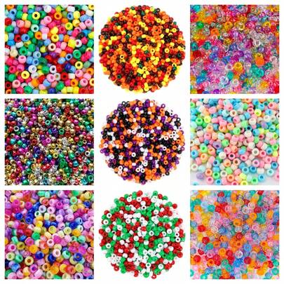 200個入り 6x9mm 大穴 ホースビーズ ソリッドカラー、DIYジュエリー製作、フレンドシップブレスレット&ヘアアクセサリー クラフト素材