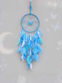 1 件粉色蝴蝶水晶捕梦网手工风铃装饰，优雅创意生日礼物 - 粉色 - 查看 10