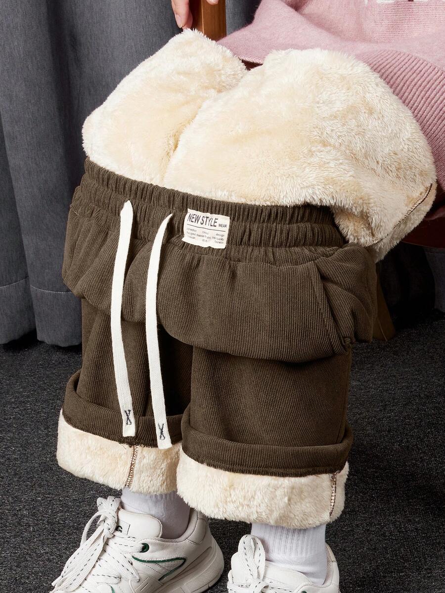 女士保暖内衬直筒运动裤，冬季保暖舒适休闲裤 - 咖啡棕 - 查看 1