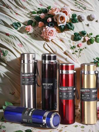 1 st 800/1000 ml modern termosflaska med stor kapacitet, temperaturkontroll i rostfritt stål med dubbla lager, bärbar med handtag, inkluderar restfilter och bärrem, flera snygga färger tillgängliga, lämplig för mjölk, kaffe, te, juice, kalla och varma drycker, bästa vätskeföljeslagaren för utomhusbruk, hemmet, kontoret, skolan - kan köpas separat med mugghylsa