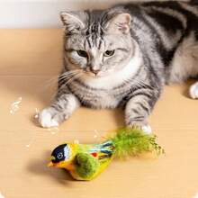 1PC Indoor Interactive Cat Chasing Amusing Distraction Toy That Mimics The Sound Of A Bird. Cat Amusing Toy That Imitates The Sound Of A Bird And Is Self-Comical. Wall-Mounted Indoor Cat Toy That Is Amusing And Self-Comical. Interactive Indoor Bird Toy. - Multicolor - View 8