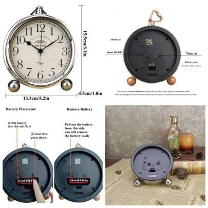 Reloj de mesa vintage de hierro estilo europeo, funciona con pilas, para decoracin del hogar plata