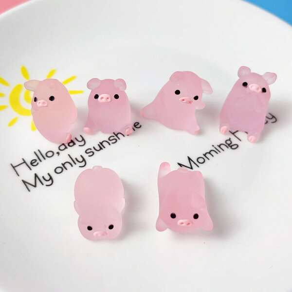 30/20 piezas Cerditos de resina luminosos, figuras de animales pequeños que brillan en la oscuridad de colores variados para decoración de jardín de hadas, recipientes de vidrio, decoración de plantas en macetas, manualidades de paisaje en miniatura, decoración de jardín, accesorios para el interior del coche, fiestas, regalo de cumpleaños perfecto (color aleatorio)