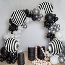 12 Pcs Black And White Striped Balloons18 Inch Halloween Foil Balloon Black Striped Checkered Balloons For Birthday Party Baby Shower Halloween Ceremonies Holiday Parties Decorations - Đen và Trắng - Xem 4