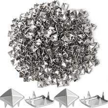 100pcs Pieces 10mm Silver Studs For Clothing Four-Jaw Square Spikes For Crafts Punk Metal Spike Studs For Leather Jacket Bag Dog Collar