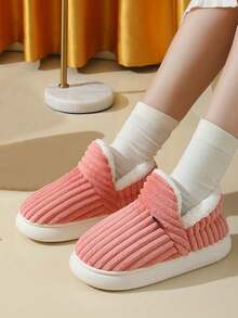 Autumn/Winter Warm Couple Slip-On Slippers,Fluffy Slippers - Pink - View 7