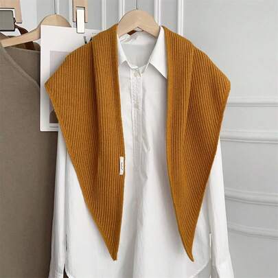 Bufanda triangular cruzada para mujer, color liso, acanalada, cálida, de punto para invierno, ponchos, capas, capa triangular, suéter de punto, bufanda para otoño e invierno, accesorio de moda