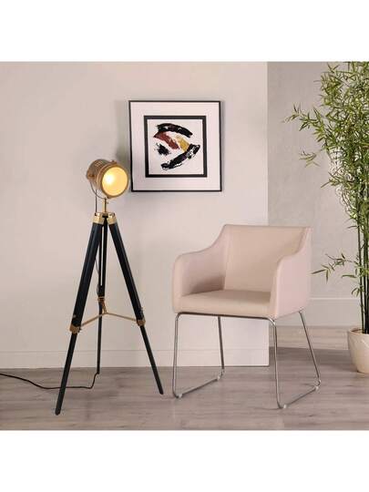 Alpinaluz Cinema Tripod Vloer Lamp Natural Wood Adjustable Height Vintage view 6