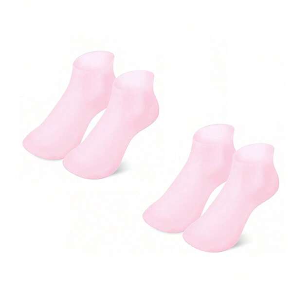 2 paia di calzini in silicone per la cura dei piedi da donna, anti-essiccazione e anti-screpolatura, idratanti per tutto il piede, adatti per piedi secchi e screpolati (rosa)