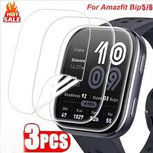 3 قطع من الأغشية الهيدروجينية الناعمة لحماية شاشة Amazfit Bip 6/5 من الخدش، غطاء واقي من TPU للشاشة ل- Amazfit Bip 6/5 ، إكسسوار - تي بي يو 3 قطعة - مشاهدة 8