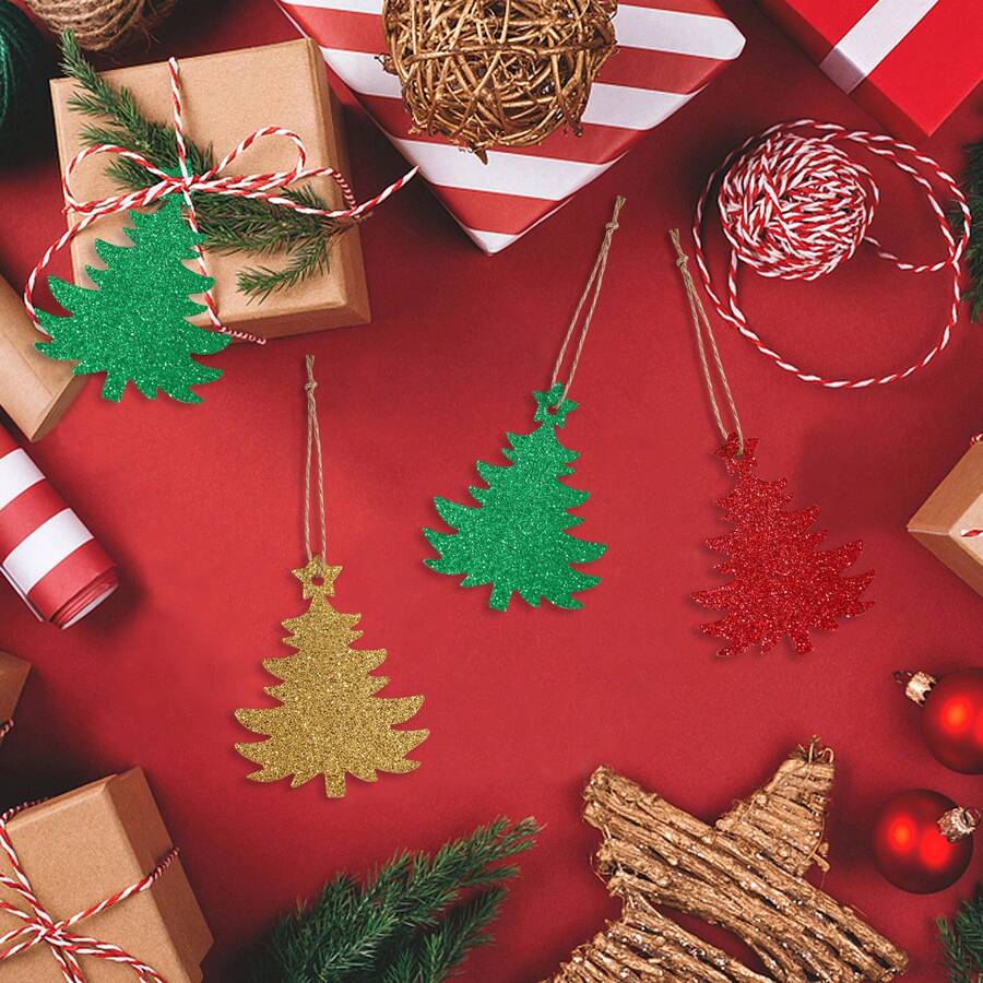 20/50 ملصق شجرة عيد الميلاد بشكل البصل، باللون الأحمر والأخضر والأصفر والمرصع بالنجوم المتلألئة، لتزيين هدايا عيد الميلاد وتغليف الهدايا، ملصقات شجرة عيد الميلاد، علاقات ورقية لعيد الميلاد