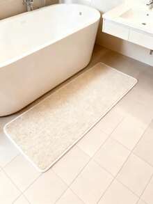 1 pieza Alfombra beige para sala de estar, Felpudo rectangular moderno y minimalista de poliéster para baño con borde, Alfombra de baño lavable y duradera, Felpudo absorbente para cocina, Apto para uso diario, hogar, entrada, cocina, dormitorio, decoración, Decoración de lujo para el hogar, Creación de ambiente festivo / Arreglo de escena del hogar / Regalo de vacaciones, Decoración de otoño, Disponible en varios tamaños - Multicolor - Ver 6