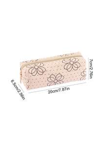 1pc Vintage Corduroy Flower Pencil Case With A Smooth Zipper, Easy To Glide, For Stationery Storage, Large Capacity, Portable Storage, Desktop Storage Pencil Case, Clutch Storage Pencil Case, Office Supplies, Student Supplies, As A Birthday Gift, Everyday Gift, Surprise Gift, Bridesmaid Gift.