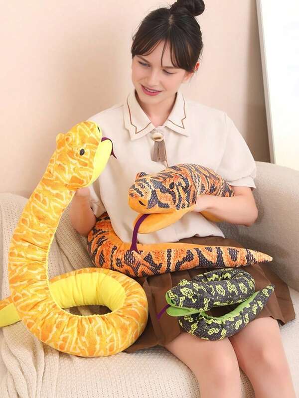 Marionnette à main de grand serpent long, marionnette d'animal en peluche réaliste de serpent, marionnette à main avec bouche mobile, coussin en peluche douce de python pour cadeau de Noël pour enfants