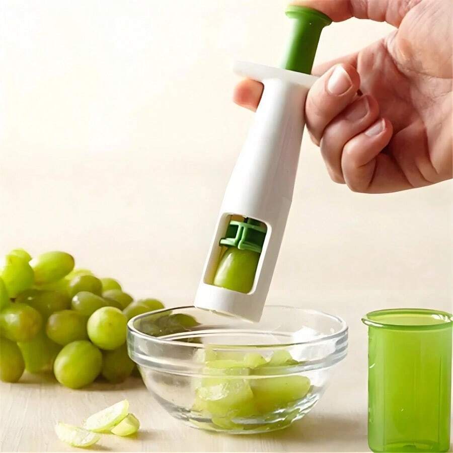 1PC Grape Cutter – Cherry & Tomato Corer Slicer With Stainless Steel Blades (Small Fruit Pitter, Dishwasher ) - 白色(1件) - 查看 1