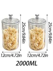 1个/2个娃娃展示盒，可爱配件收纳盒。密封食品储物罐 - 多用途可重复使用塑料罐，适用于零食、糖果、咖啡豆、茶叶、坚果和干果 - 圆形，按扣式密封设计，厨房好帮手 - 無色 - 查看 18