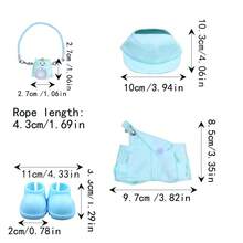 4 قطع طقم ملابس دمية بطول 17 سم = 1 قبعة + 1 بنطلون بيب + 1 إكسسوار + 1 زوج من الأحذية، صندوق أعمى مطلي بالماكرون ملابس دمية مناسبة للدمى من الجيل الأول والثاني والثالث، لعبة حفلة المراهقين، هدية عيد ميلاد (الدمية غير مشمولة)