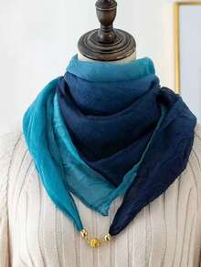 1 pieza Bufanda de contraste de color vintage con degradado de poliéster y broche magnético, cálido cuello envolvente