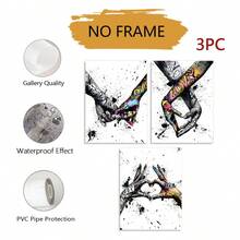 3pcs/Set Graffiti Holding Hands Canvas Print - Abstract Paintings For Living Room Wall Art And Couple Gifts,No Frame - Multicolor - View 14