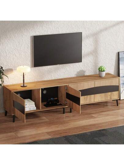 180*40*50cm TV Cabinet, Wood Zwart Splicing St Cabinet Cabinets, Living Room Support Legs, Recommended Load Capacity 30kg, Symmetrical Lowboard view 3