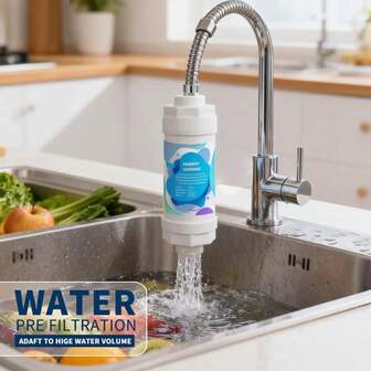 1 件白色家用厨房水龙头滤水器，水龙头、淋浴、洗衣机、马桶预过滤器，除氯 PP 棉净水器