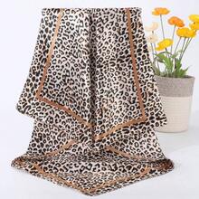 Satin Silk Scarf - Large Hair Bandana, Sleeping Wrap Women - Họa tiết da báo (Kahki) - Xem 6