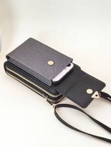 Women's Straw Crossbody Bag PU Leather Patchwork Design Multi-Compartment Wallet With Zipper Compact And Lightweight Suitable For Shoulder Wear For Women Mini Wallet Small Wallet Card Wallet For Men Wallet Purse Wallet - Black - View 5