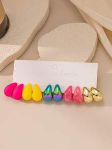 70 قطعة من طقم أقراط بشكل قطرات الماء الملونة، مناسبة للاستخدام اليومي والعطلات، إكسسوار يرفع المزاج