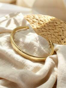 Charm-In 1 pieza Brazalete dorado brillante para mujer, adecuado para el uso diario